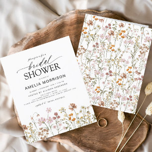 Prospectus 11,4 Cm X 14,2 Cm Invitation à la douche nuptiale Fleur sauvage Boho
