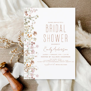Prospectus 11,4 Cm X 14,2 Cm Invitation à la douche nuptiale Fleur sauvage Boho
