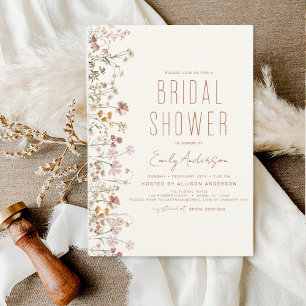 Prospectus 11,4 Cm X 14,2 Cm Invitation à la douche nuptiale Fleur sauvage Boho