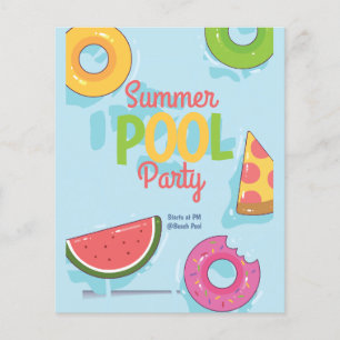 Prospectus 11,4 Cm X 14,2 Cm Invitation à la fête d'été en piscine, Fête dans l