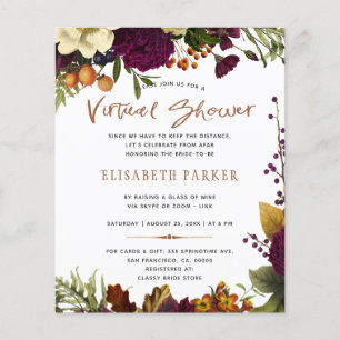 Prospectus 11,4 Cm X 14,2 Cm Invitation à la nuptiale virtuelle fleurie budgéta