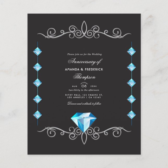 Prospectus 11,4 Cm X 14,2 Cm Invitation à l'anniversaire du Mariage de diamant (Devant)