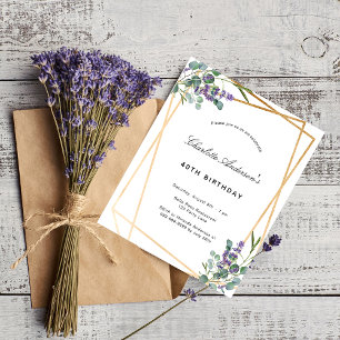 Prospectus 11,4 Cm X 14,2 Cm Invitation à l'anniversaire eucalyptus lavender ge