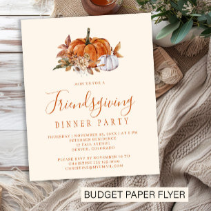 Prospectus 11,4 Cm X 14,2 Cm Invitation à un dîner de Friendsgiving rustique et