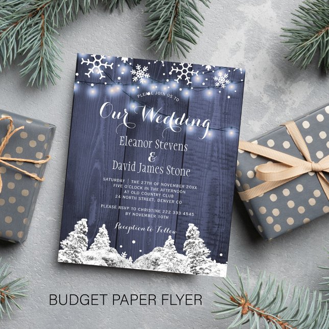 Prospectus 11,4 Cm X 14,2 Cm Invitation à un mariage d'hiver aux flocons de nei (Créateur téléchargé)