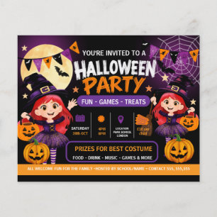 Prospectus 11,4 Cm X 14,2 Cm Invitation à une fête d'Halloween pour enfants M