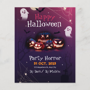 Prospectus 11,4 Cm X 14,2 Cm Invitation à une soirée Halloween, soirée horreur 