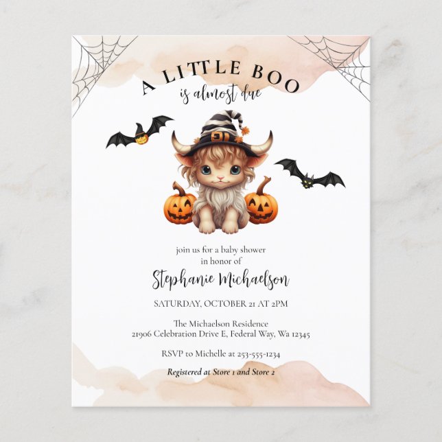 Prospectus 11,4 Cm X 14,2 Cm Invitation Baby shower de la petite vache d'Hallow (Devant)