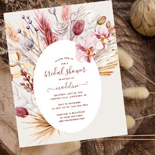 Prospectus 11,4 Cm X 14,2 Cm Invitation Boho Pampas Grass Floral Douche nuptial