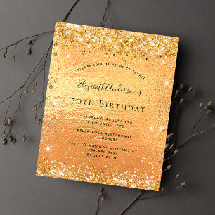 Prospectus 11,4 Cm X 14,2 Cm Invitation budgétaire parties scintillant or anniv