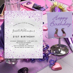 Prospectus 11,4 Cm X 14,2 Cm Invitation budgétaire parties scintillant violet a