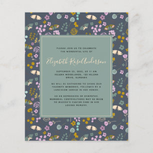 Prospectus 11,4 Cm X 14,2 Cm Invitation commémorative PAPER   Bleu Fleur sauvag