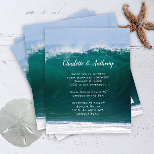 Prospectus 11,4 Cm X 14,2 Cm Invitation côtière Mariage à Big Wave Budget