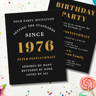 Prospectus 11,4 Cm X 14,2 Cm Invitation d'anniversaire 50 ans Budget 1976 Noir