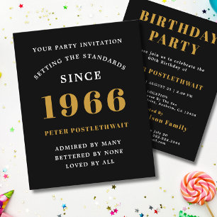 Prospectus 11,4 Cm X 14,2 Cm Invitation d'anniversaire 60 ans Budget 1966 Noir