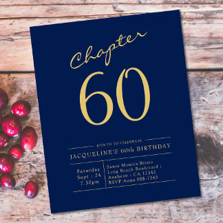 Prospectus 11,4 Cm X 14,2 Cm Invitation d'anniversaire 60 ans Budget Bleu Marin