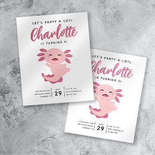 Prospectus 11,4 Cm X 14,2 Cm Invitation d'anniversaire Axolotl