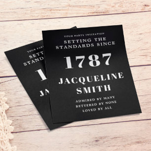 Prospectus 11,4 Cm X 14,2 Cm Invitation d'anniversaire du budget Black White Fl