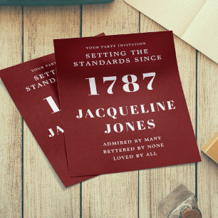 Prospectus 11,4 Cm X 14,2 Cm Invitation d'anniversaire du budget Rouge Blanc