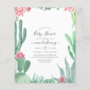 Prospectus 11,4 Cm X 14,2 Cm Invitation de baby shower aquarelle succulents