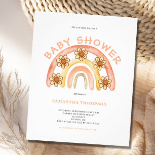 Prospectus 11,4 Cm X 14,2 Cm Invitation de Baby Shower Bohème Arc-en-ciel à pet
