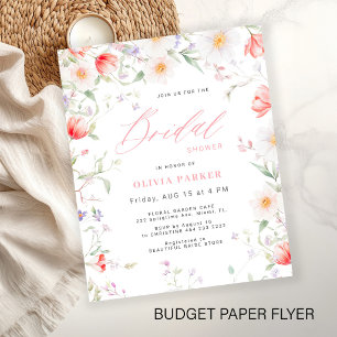 Prospectus 11,4 Cm X 14,2 Cm Invitation de baby shower bohème chic à fleurs sau
