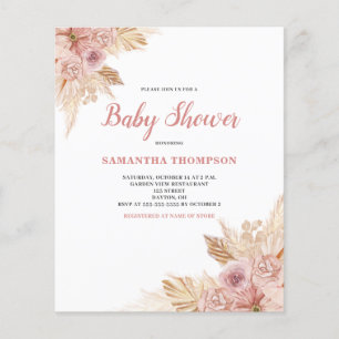 Prospectus 11,4 Cm X 14,2 Cm Invitation de Baby shower de Boho rose budget