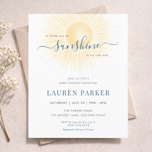Prospectus 11,4 Cm X 14,2 Cm Invitation de Baby Shower Économique Rayon de Sole