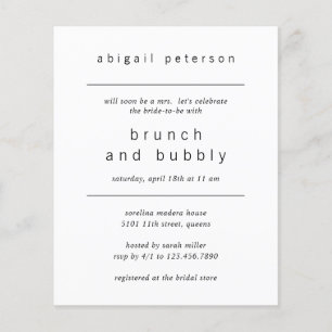 Prospectus 11,4 Cm X 14,2 Cm Invitation de Brunch nuptial minimaliste au budget