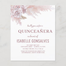 Invitation de fête de QUINCEAÑERA Bohème Chic à pe