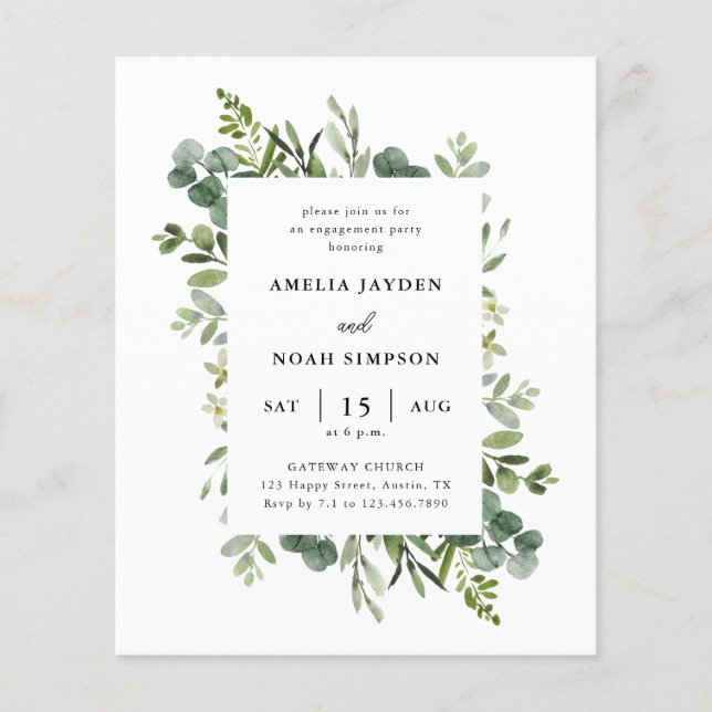 Prospectus 11,4 Cm X 14,2 Cm Invitation de la partie d'engagement de la verdure (Devant)