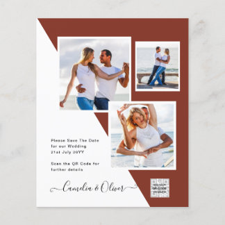 Prospectus 11,4 Cm X 14,2 Cm Invitation de mariage à petit budget avec QR Code