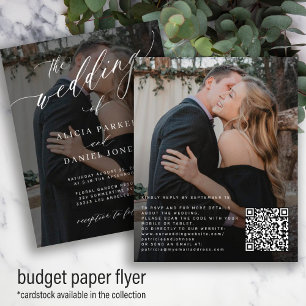 Prospectus 11,4 Cm X 14,2 Cm Invitation de mariage élégante avec code QR budgét
