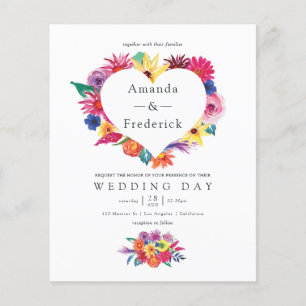 Prospectus 11,4 Cm X 14,2 Cm Invitation de mariage Floral Aquarelle Fiesta à pe