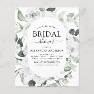 Prospectus 11,4 Cm X 14,2 Cm Invitation de mariage floral Budget White Rose Bri