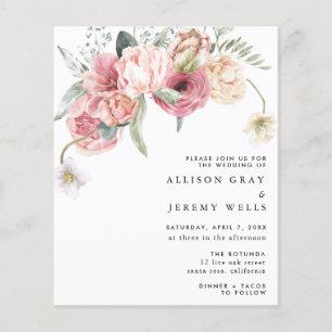 Prospectus 11,4 Cm X 14,2 Cm Invitation de mariage florale à petit budget   Fly