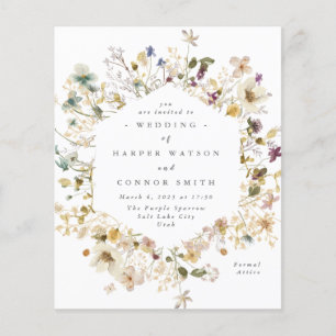 Prospectus 11,4 Cm X 14,2 Cm Invitation de mariage florale élégante de fleurs s
