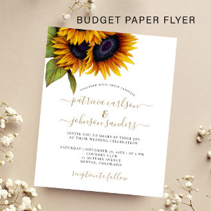 Prospectus 11,4 Cm X 14,2 Cm Invitation de mariage rustique élégant tournesol à
