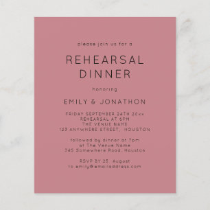 Prospectus 11,4 Cm X 14,2 Cm Invitation de mariage simple rose pour dîner de ré