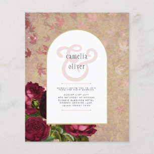 Prospectus 11,4 Cm X 14,2 Cm Invitation de mariage Vintage de roses rouges bota
