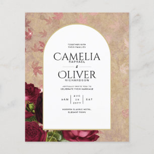 Prospectus 11,4 Cm X 14,2 Cm Invitation de mariage Vintage de roses rouges bota