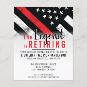 Prospectus 11,4 Cm X 14,2 Cm Invitation de retraite de pompier de budget ligne 