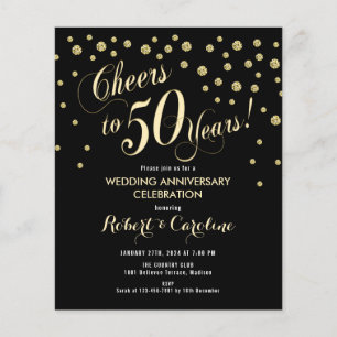 Prospectus 11,4 Cm X 14,2 Cm Invitation du 50e anniversaire du budget - Black &