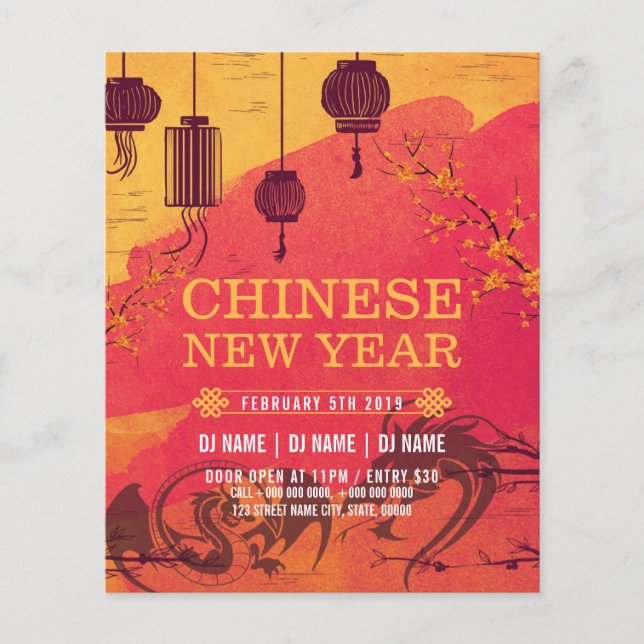 Prospectus 11,4 Cm X 14,2 Cm Invitation du Nouvel An chinois (Devant)