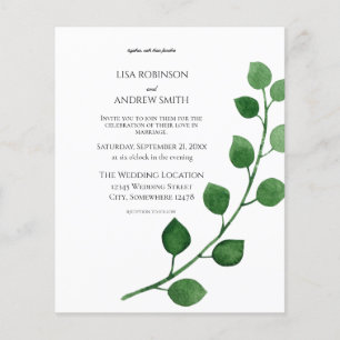 Prospectus 11,4 Cm X 14,2 Cm Invitation du prospectus Mariage Eucalyptus Budget
