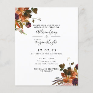 Prospectus 11,4 Cm X 14,2 Cm Invitation mariage de automne   Flyer budgétaire