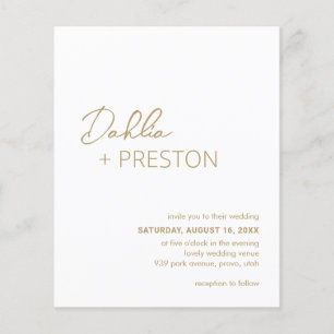 Prospectus 11,4 Cm X 14,2 Cm Invitation mini Gold Moderne Budget Mariage