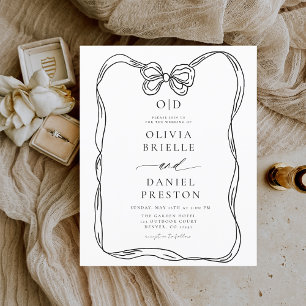 Prospectus 11,4 Cm X 14,2 Cm Invitation noire et blanche élégante à Budget Bow