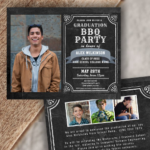 Prospectus 11,4 Cm X 14,2 Cm Invitation photo pour la fête de fin d'études BBQ 