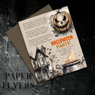 Prospectus 11,4 Cm X 14,2 Cm Invitation poétique déplaisante Jack-o'-lantern Ha
